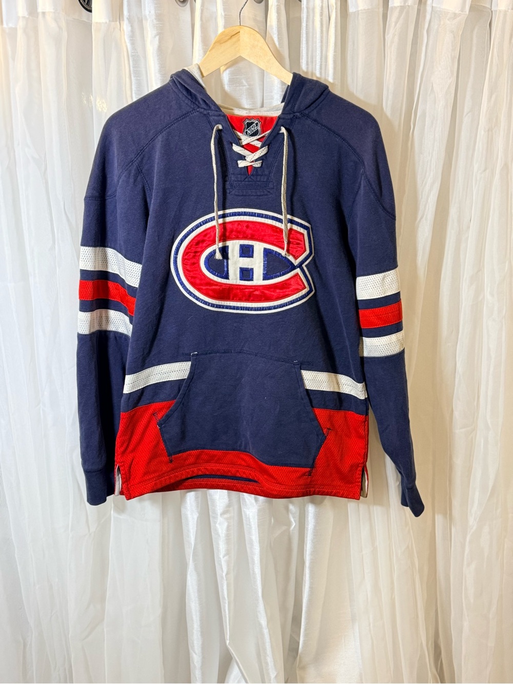 NHL Navy, Red & White Crewneck Hockey Hoodie